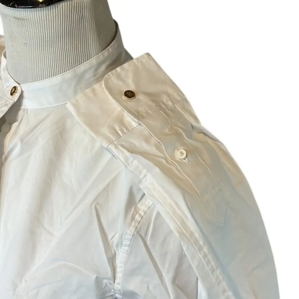 Ralph Lauren White “Vastia” Ruffle Top, Gold Button Accents, Petite, NWT - Picture 5 of 5